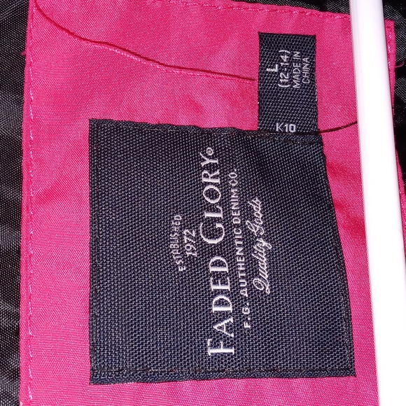 "FADED GLORY" HoT Pink/black zip up vest w/ pockets Size: L 12/14 - Picture 3 of 8